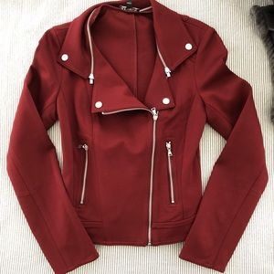 Express dark red biker style jacket